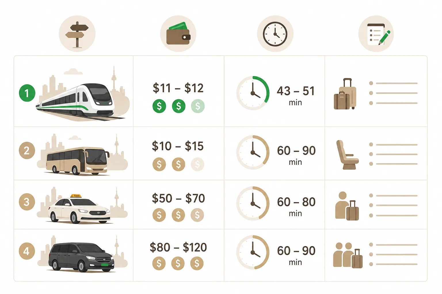 Infographic: Incheon Airport to Seoul: options compared